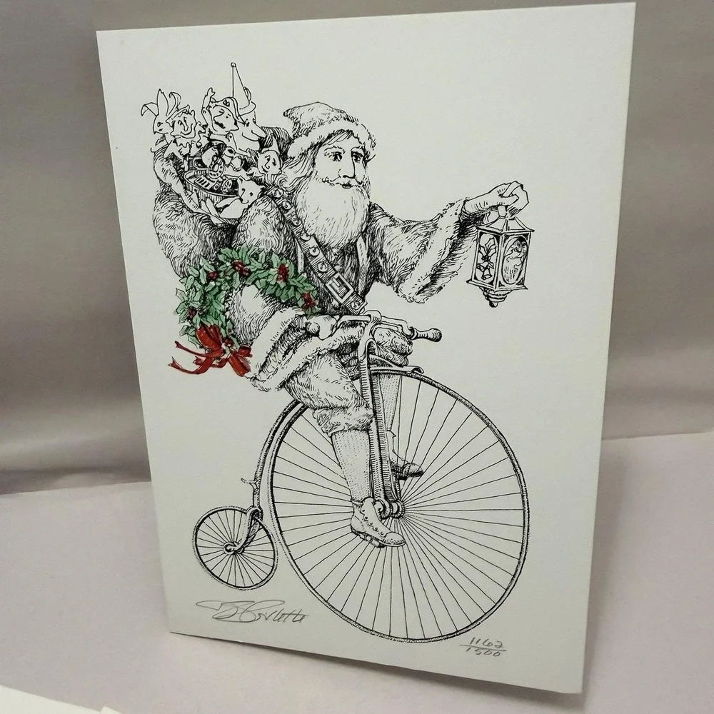 Artist Original Print Christmas Card Signed Lot 10 Hand Tinted VTG Regency